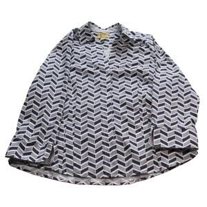 Gold Label Investments Blue/White Chevron Plus Size Shirt